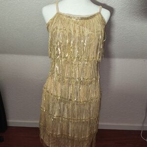 Gold Fringe Dress